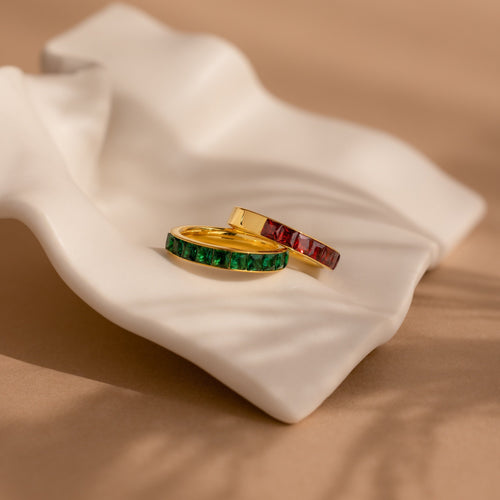 Birthstone Inlay Band Ring