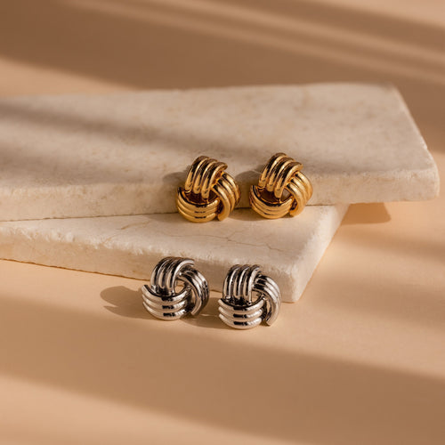 Bold Triple Knot Stud Earrings