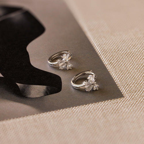 Diamond Ribbon Bow Huggie Earrings