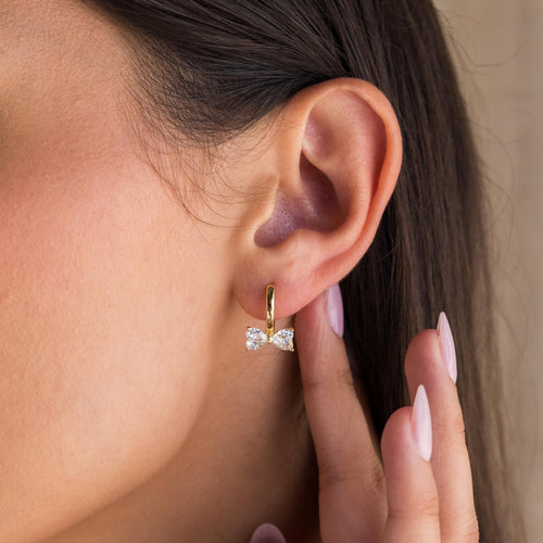 Diamond Bow Hug Earrings