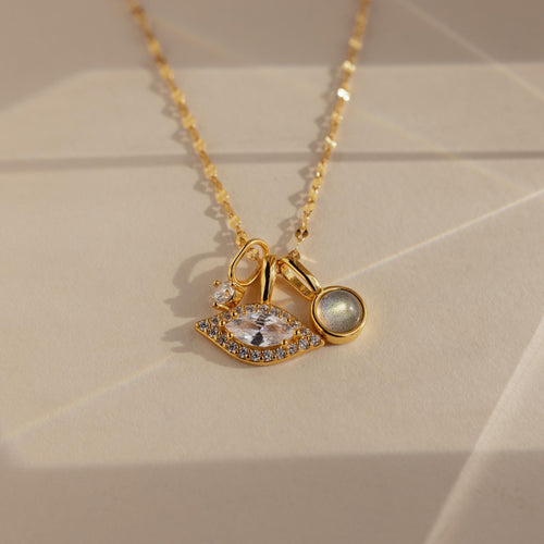Evil Eye Protection Jewelry Pave Charm Necklace