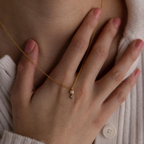 Tiny Pearl Diamond Necklace
