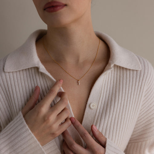 Tiny Pearl Diamond Necklace
