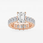 7 3/4 ctw Emerald Lab Grown Diamond Eternity Engagement Ring 14K Rose Gold, D, VVS