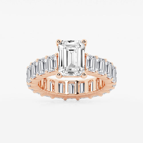 7 3/4 ctw Emerald Lab Grown Diamond Eternity Engagement Ring 14K Rose Gold, D, VVS