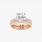 Synergy 3 3/4 ctw Round Lab Grown Diamond Baguette and Princess Side Stone Bridal Set 14K Rose Gold, E, VS1 | IGI Certified, 3 ct Center