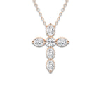 1 ctw Round and Oval Lab Grown Diamond Floating Cross Pendant 14K Rose Gold, DE, VS1