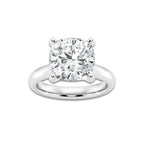 6.00 ctw Cushion Lab-Grown Diamond Minimalist Engagement Ring in Platinum for Women | E Color, VS1 Clarity, IGI Certified