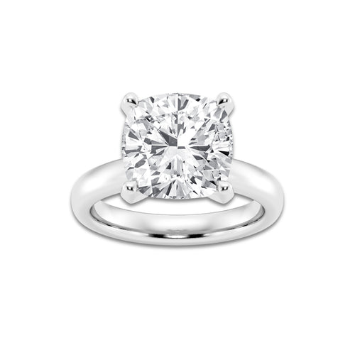 6.00 ctw Cushion Lab-Grown Diamond Minimalist Engagement Ring in Platinum for Women | E Color, VS1 Clarity, IGI Certified