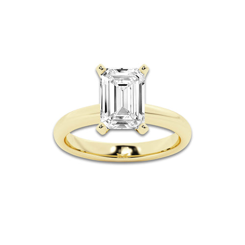 3.00 ctw Emerald Lab-Grown Diamond Minimalist Engagement Ring in 14K Yellow Gold for Women | D Color, VVS1 Clarity, IGI Certified