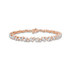 4 1/2 ctw Round and Pear Lab Grown Diamond Alternating Bracelet - 6 Inches 14K Rose Gold, DE, VS1