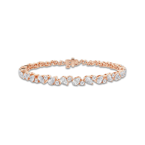 4 1/2 ctw Round and Pear Lab Grown Diamond Alternating Bracelet - 6 Inches 14K Rose Gold, DE, VS1