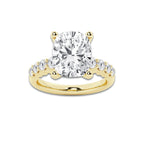 8.66 Ct Elongated Cushion Lab-Grown Diamond Half Eternity Engagement Ring in 14K Yellow Gold for Female, Colorless (E), VS1 Clarity | IGI Certified, 8.00 Ct Center Diamond