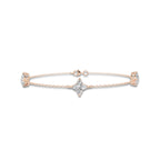 1 1/2 ctw Flower Lab Grown Diamond Three Station Bracelet - 6 Inches 14K Rose Gold, E, VS1