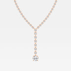 16 1/2 ctw Round Lab Grown Diamond Lariat Tennis Necklace 18K Rose Gold, DE, VS1 | 3 ct Center