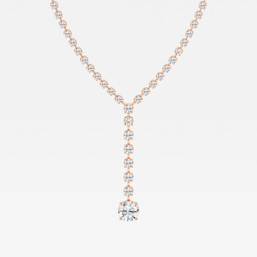 16 1/2 ctw Round Lab Grown Diamond Lariat Tennis Necklace 18K Rose Gold, DE, VS1 | 3 ct Center