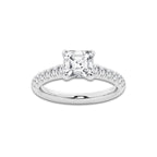 1.91 ctw Asscher Lab-Grown Diamond Pave Engagement Ring in 14K White Gold for Women | E Color, VS1 Clarity, IGI Certified 1.50 ct Center Diamond