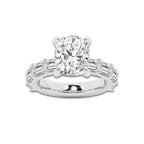 6 5/8 ctw Elongated Cushion Lab Grown Diamond Hidden Halo Engagement Ring Platinum, D, VVS | 4 ct Center