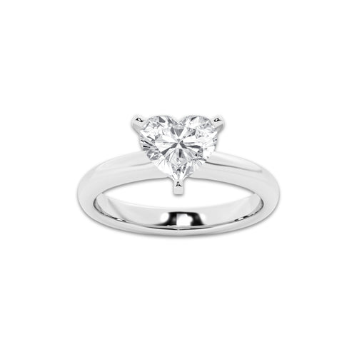 1.50 ctw Heart Lab-Grown Diamond Minimalist Engagement Ring in 14K White Gold for Women | D Color, VVS1 Clarity, IGI Certified