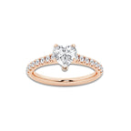 1.39 ctw Heart Lab-Grown Diamond Pave Engagement Ring in 14K Rose Gold for Women | D Color, VVS1 Clarity, IGI Certified 1.00 ct Center Diamond