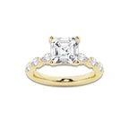 6.48 ctw Asscher Lab-Grown Diamond Marquise Side Stone Engagement Ring in 14K Yellow Gold for Women | Colorless E, VS1 Clarity, IGI Certified 6.00 ct Center Diamond