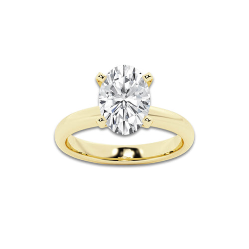 3.00 ctw Oval Lab-Grown Diamond Minimalist Engagement Ring in 14K Yellow Gold for Women | E Color, VS1 Clarity, IGI Certified