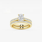 Synergy 1 3/4 ctw Oval Lab Grown Diamond Baguette and Princess Side Stone Bridal Set 14K Yellow Gold, E, VS1 | IGI Certified, 1 ct Center