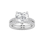 5.22 ctw Heart Lab-Grown Diamond Double Row Diamond Engagement Ring in Platinum for Women | Colorless D, VVS1 Clarity, IGI Certified 4.00 ct Center Diamond