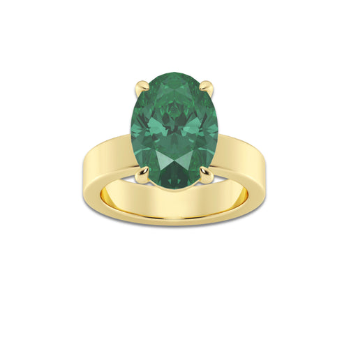 Heather 4 ctw Oval Cut Emerald Lab Grown Diamond Solitaire Engagement Ring 14K Yellow Gold | 4 ct Center