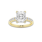 3.54 ctw Radiant Lab-Grown Diamond Side Stone Engagement Ring in 14K Yellow Gold for Women | Colorless D, VVS1 Clarity, IGI Certified 3.00 Ct Center Diamond