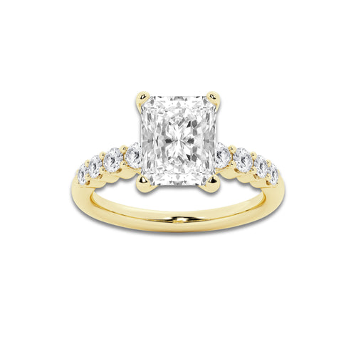 3.54 ctw Radiant Lab-Grown Diamond Side Stone Engagement Ring in 14K Yellow Gold for Women | Colorless D, VVS1 Clarity, IGI Certified 3.00 Ct Center Diamond