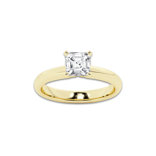 1.00 ctw Asscher Lab-Grown Diamond Minimalist Engagement Ring in 14K Yellow Gold for Women | D Color, VVS1 Clarity, IGI Certified