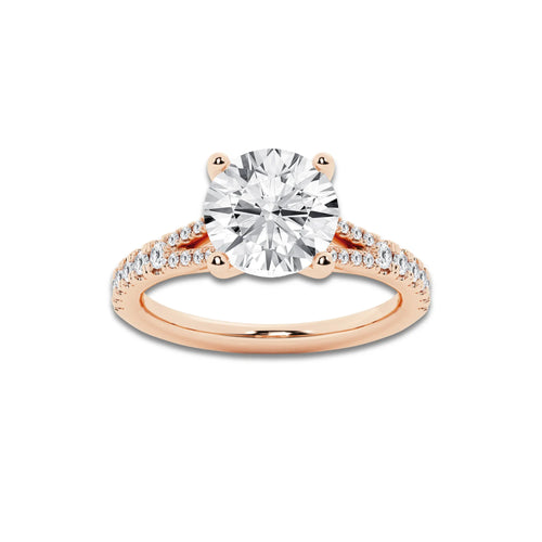 6.66 ctw Round Lab-Grown Diamond Split Shank Side Stone Engagement Ring in 14K Rose Gold for Women | Colorless D, VVS1 Clarity, IGI Certified 6.00 ct Center Diamond