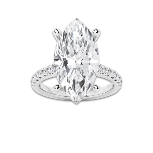 8.46 ctw Marquise Lab-Grown Diamond Hidden Halo Side Stone Engagement Ring in 18K White Gold for Women | Colorless E, VS1 Clarity, IGI Certified 8.00 ct Center Diamond