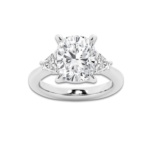 5 3/4 ctw Elongated Cushion Lab Grown Diamond Side Stone Engagement Ring Platinum, D, VVS | 5 ct Center