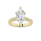 5.42 ctw Marquise Lab-Grown Diamond Twisted Band Engagement Ring in 14K Yellow Gold for Women | Colorless D, VVS1 Clarity, IGI Certified 5.00 ct Center Diamond