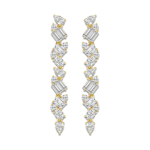 2 7/8 ctw Multi-Shape Lab Grown Diamond Drop Earrings 14K Yellow Gold, DE, VS1