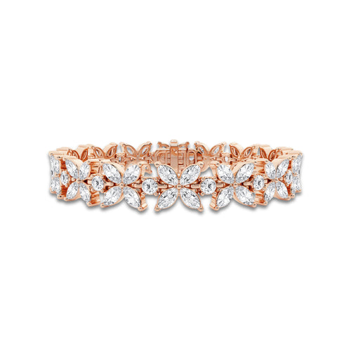 7 ctw Marquise and Round Lab Grown Diamond XO Bracelet - 6 Inches 14K Rose Gold, DE, VS1