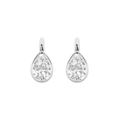 3 ctw Pear Lab Grown Diamond Solitaire Stud Earrings 14K White Gold, G, VS1 | IGI Certified
