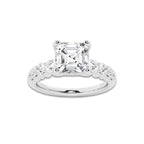 3.54 Ct Asscher Lab-Grown Diamond Half Eternity Engagement Ring in Platinum for Female, Colorless (E), VS1 Clarity | IGI Certified, 3.00 Ct Center Diamond