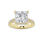 4.35 ctw Princess Lab-Grown Diamond Hidden Halo Side Stone Engagement Ring in 18K Yellow Gold for Women | Colorless D, VVS1 Clarity, IGI Certified 4.00 ct Center Diamond