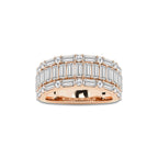Aurex 2 1/2 ctw Round & Baguette Lab Grown Diamond Triple Row Ring 18K Rose Gold, DE, VS1