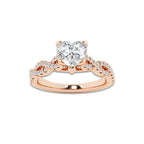 1.25 ctw Heart Lab-Grown Diamond Twisted Shank Engagement Ring in 14K Rose Gold for Women | D Color, VVS1 Clarity, IGI Certified 1.00 ct Center Diamond