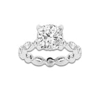 4 3/4 ctw Cushion Lab Grown Diamond Hidden Halo Alternating Round and Marquise Eternity Engagement Ring Platinum, D, VVS | 3 ct Center