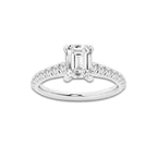 1.39 ctw Emerald Lab-Grown Diamond Pave Engagement Ring in Platinum for Women | E Color, VS1 Clarity, IGI Certified 1.00 ct Center Diamond