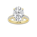 7.55 ctw Oval Lab-Grown Diamond Pave Engagement Ring in 14K Yellow Gold for Women | E Color, VS1 Clarity, IGI Certified 7.00 ct Center Diamond