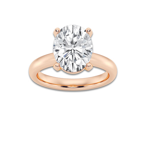 4.00 ctw Oval Lab-Grown Diamond Minimalist Engagement Ring in 14K Rose Gold for Women | E Color, VS1 Clarity, IGI Certified