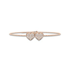 1/3 ctw Round Lab Grown Diamond Petite Double Pave Heart Bracelet Chain Bracelet 14K Rose Gold, DE, VS1