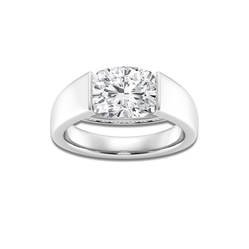 Veronica 3 1/2 ctw Elongated Cushion Lab Grown Diamond Side Stone Engagement Ring 14K White Gold, D, VVS | IGI Certified, 3 ct Center