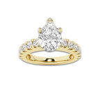 2.50 ctw Pear Lab-Grown Diamond Split-Prong Set Side Stone Engagement Ring in 14K Yellow Gold for Women | Colorless D, VVS1 Clarity, IGI Certified 1.50 ct Center Diamond